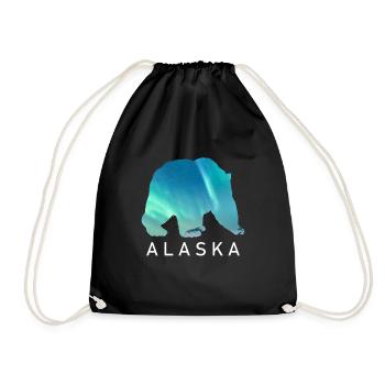 Alaska Gift USA Nature Bear Denali Grizzly Forest - Drawstring Bag - black - Front