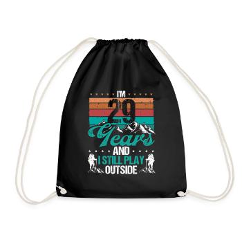 29 Year Old Hiker Mountains Hiking 29 Birthday - Drawstring Bag - black - Front