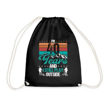 40 Year Old Hiker Mountains Hiking 40 Birthday - Drawstring Bag - black - Front