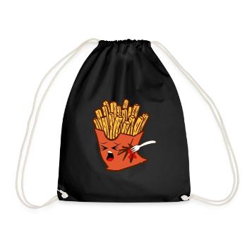 Pommes Frites Pommes mit Ketchup Drama Pommestüte - Turnbeutel - Schwarz - Vorne