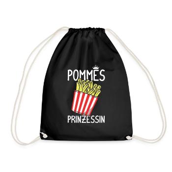 Pommes Prinzessin French Fries Fritten Ketchup Ges - Turnbeutel - Schwarz - Vorne