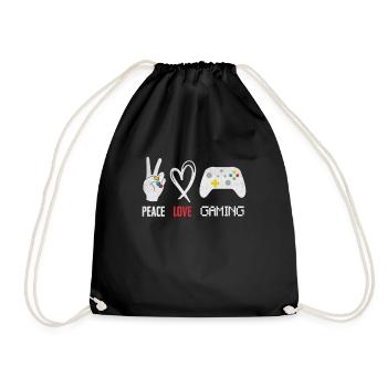 Peace Love Gaming - Drawstring Bag - black - Front
