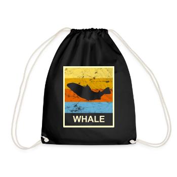 Retro Wal Geschenk Meeresbewohner Wale - Turnbeutel - Schwarz - Vorne