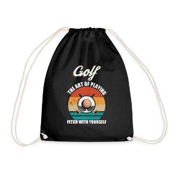 Golf Sportsman Golf Player Retro Club Sport - Drawstring Bag - black - Front