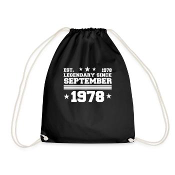 44th birthday September born 1978 Gift - Drawstring Bag - black - Front