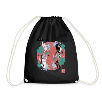 Yin Yang Koi - Drawstring Bag - black - Front