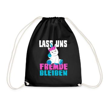 Lass uns Fremde Bleiben Einhorn Humor - Turnbeutel - Schwarz - Vorne