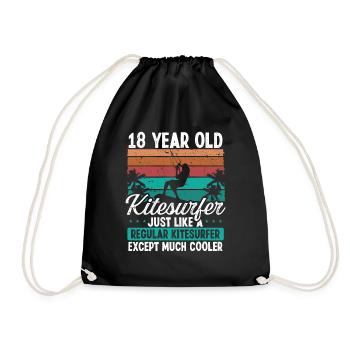 18 Birthday Kiteboarding 18 Years Old Kitesurfing - Drawstring Bag - black - Front