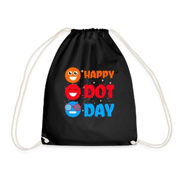 Cute Dot Pattern Colorful Smile Happy Dot Day - Drawstring Bag - black - Front
