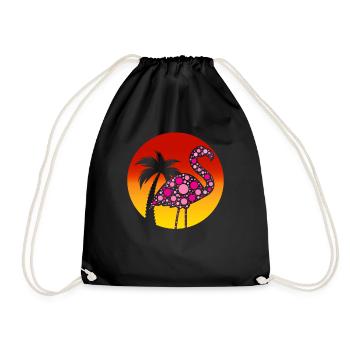 Cute Flamingo Art Colorful International Dot Day - Drawstring Bag - black - Front