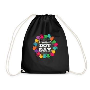 Hands Unity Pattern Colorful International Dot Day - Drawstring Bag - black - Front