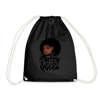 Sassy Black Queen Stolze Afroamerikanische Frauen - Turnbeutel - Schwarz - Vorne