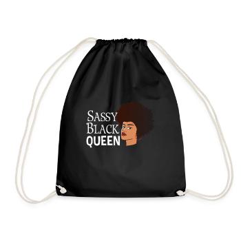Sassy Black Queen Stolze Afroamerikanische Frauen - Turnbeutel - Schwarz - Vorne
