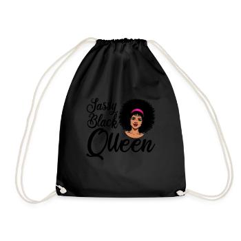 Sassy Black Queen Stolze Afroamerikanische Frauen - Turnbeutel - Schwarz - Vorne