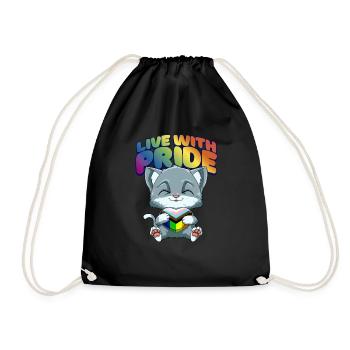 LGBTQ Cat Progressiv Pride - Transgender - Turnbeutel - Schwarz - Vorne