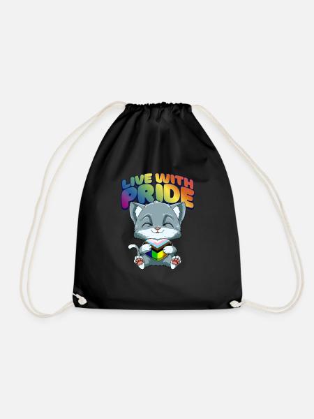 LGBTQ Cat Progressiv Pride - Transgender - Turnbeutel - Schwarz