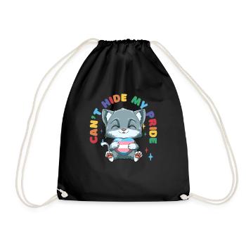 Transgender Stolz Katze - Katze umarmt Transgender - Turnbeutel - Schwarz - Vorne