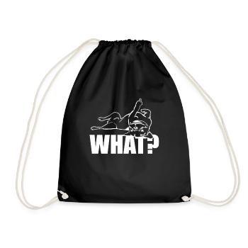 Dog Bulldog Déclaration disant - QUOI? - Chien - Sac de sport léger - noir - Devant