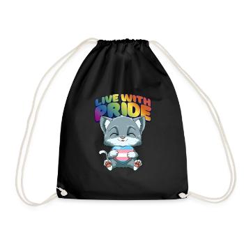 Niedliche Transgender Stolz Katze - Transgender - Turnbeutel - Schwarz - Vorne