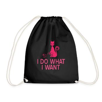 Funny Cat I Do What I Want Awesome T-Shirt - Turnbeutel - Schwarz - Vorne