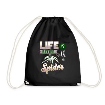 Life Is Better With A Spider Cool Awesome Present - Drawstring Bag - black - Front