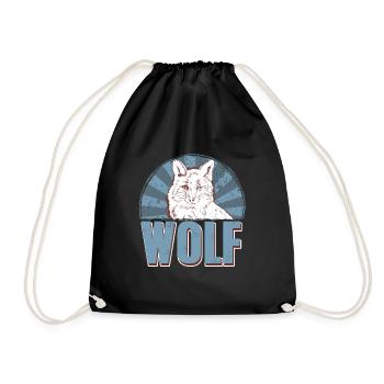 Retro WOLF Awesome Cool Designs T-Shirt Present - Drawstring Bag - black - Front