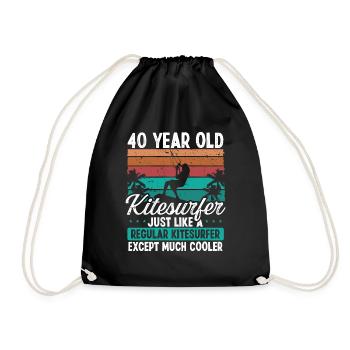40 Birthday Kiteboarding 40 Years Old Kitesurfing - Drawstring Bag - black - Front