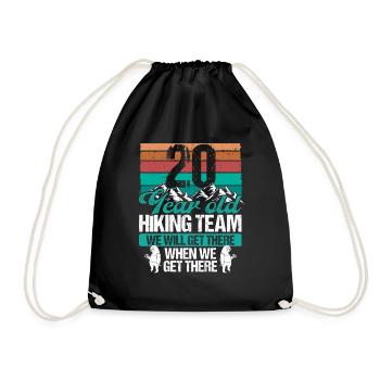 20 Birthday Sloth Hiking Mountains 20 Year Old - Turnbeutel - Schwarz - Vorne