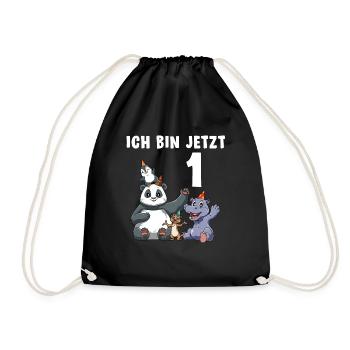 1 Geburtstag Shirt Tiere - 1 Jahr Geschenk Junge - Turnbeutel - Schwarz - Vorne