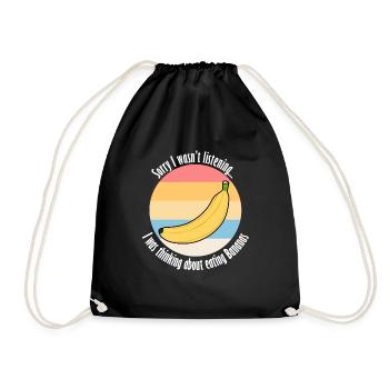 Eating Bananas Ironic Saying Delicious Fruits - Drawstring Bag - black - Front