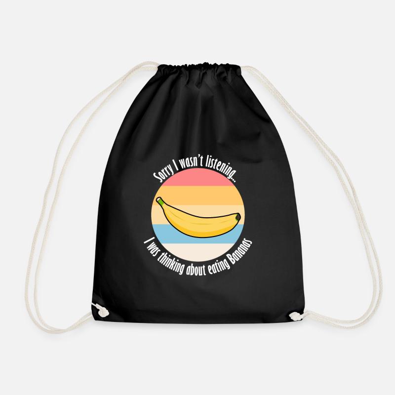 Eating Bananas Exotic Fruits Ironic Quote - Drawstring Bag - black