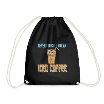 Never Too Cold For An Iced Coffee Retro Awesome - Drawstring Bag - black - Front