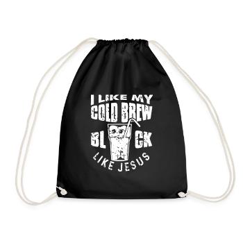 I Like My Cold Brew Black Like Jesus Vintage - Drawstring Bag - black - Front