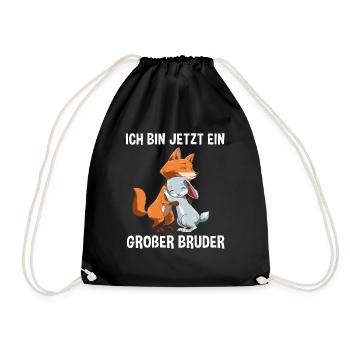 Großer Bruder Shirt - Geschwister Fuchs und Hase - Turnbeutel - Schwarz - Vorne
