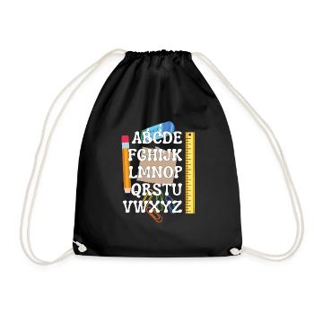 Back to school Alphabet shirt - Drawstring Bag - black - Front
