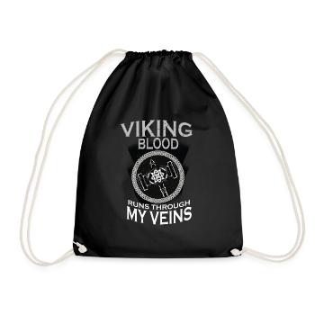 Viking Hammer - Wikingerblut fließt durch meine - Turnbeutel - Schwarz - Vorne