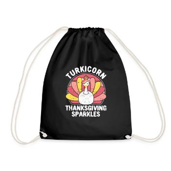 Lustige Türkei Einhorn Tier Turkicorn Thanksgiving - Turnbeutel - Schwarz - Vorne