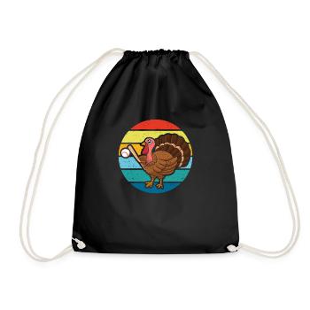 Turkey Day Baseball Thanksgiving Sports Autumn Autumn - Drawstring Bag - black - Front