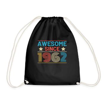 Awesome since 1962 60th birthday retro - Drawstring Bag - black - Front