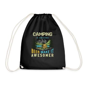 Camping Camping Tent Caravan Beers - Drawstring Bag - black - Front