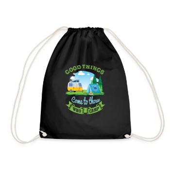 Camping Camping Tent Caravan glampin - Drawstring Bag - black - Front