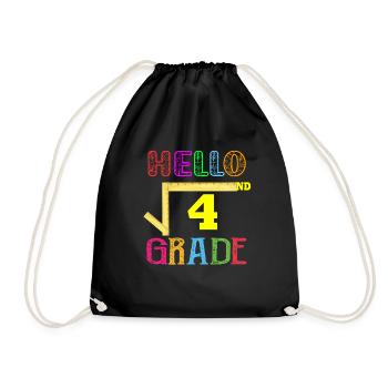 Hello 2nd Grade Square Root Of 4 Back To School - Drawstring Bag - black - Front