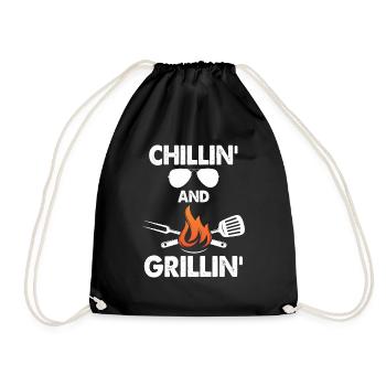 Chillin And Grillin Summer BBQ - Drawstring Bag - black - Front