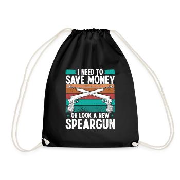 Spearfisher Need Money Freediving Apnoe Diver - Turnbeutel - Schwarz - Vorne