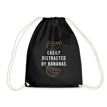 Distracted by Bananas Tropical Fruits Funny Saying - Drawstring Bag - black - Front