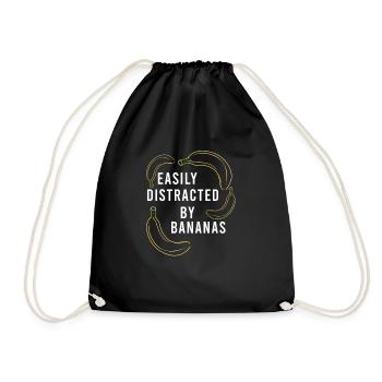 Ironic Saying Healthy Fruits Distracted by Bananas - Drawstring Bag - black - Front