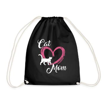 Katzen Mama Motiv Frauen Geschenk Katzenhalter - Turnbeutel - Schwarz - Vorne