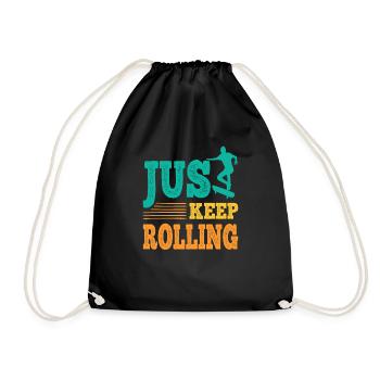 Skater Just Keep Rolling - Vintage Skateboarder - Drawstring Bag - black - Front