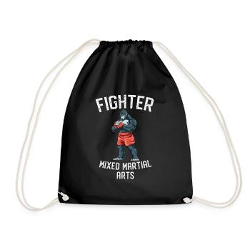 Gorilla MMA Kämpfer - Käfig Kämpfer Mixed Martial - Turnbeutel - Schwarz - Vorne