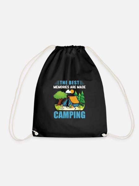 Camping Campingplatz zelten Zelt Wohnwagen glampin - Turnbeutel - Schwarz